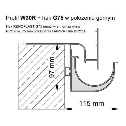 Profil okapowy Renoplast W30R - do tarasów podniesionych, wentylowanych (system basic+)
