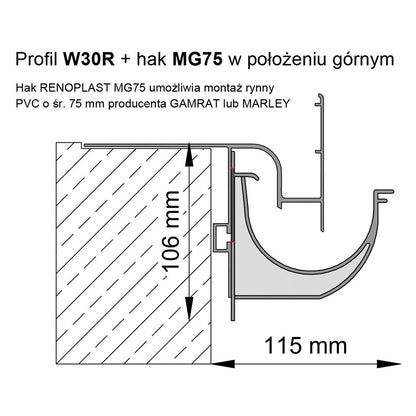 Profil okapowy Renoplast W30R - do tarasów podniesionych, wentylowanych (system basic+)