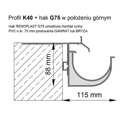 PROFIL OKAPOWY K40 -  Do posadzek z płytek ceramicznych (basic+) Renoplast